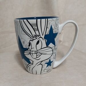 Bugs Bunny Six Flags Warner Bros. Blue & White Ceramic Coffee Mug